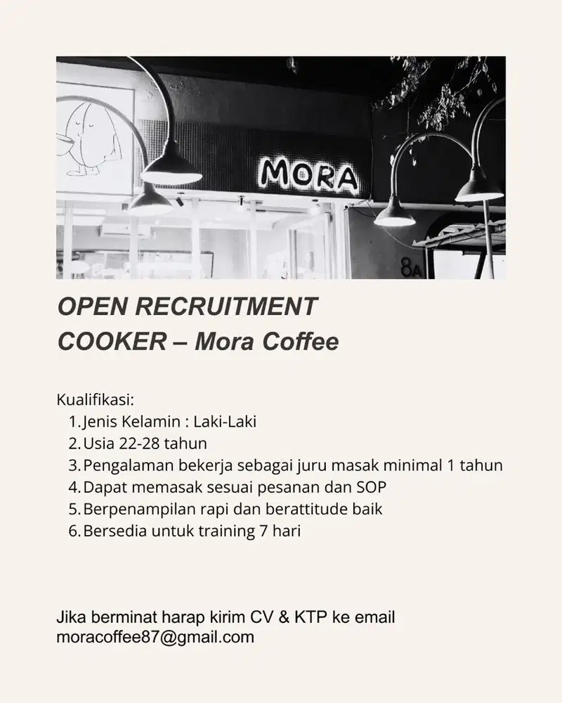 OPEN RECRUITMENT COOKER & BARISTA