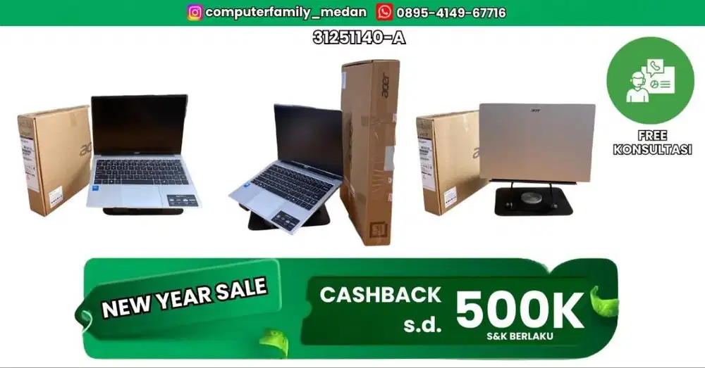 ACER ASPIRE AL14-32P INTEL CORE I3 N355 RAM 8 SSD 512GB-GARANSI RESMI