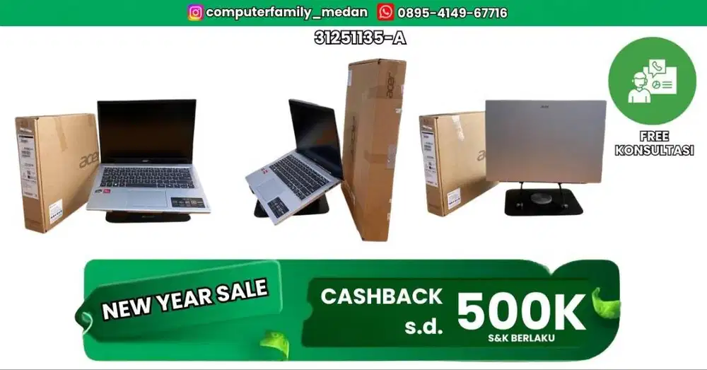 ACE ASPIRE GO AG14-21P AMD RYZEN 3-7320U RAM 8 SSD 512-GARANSI RESMI