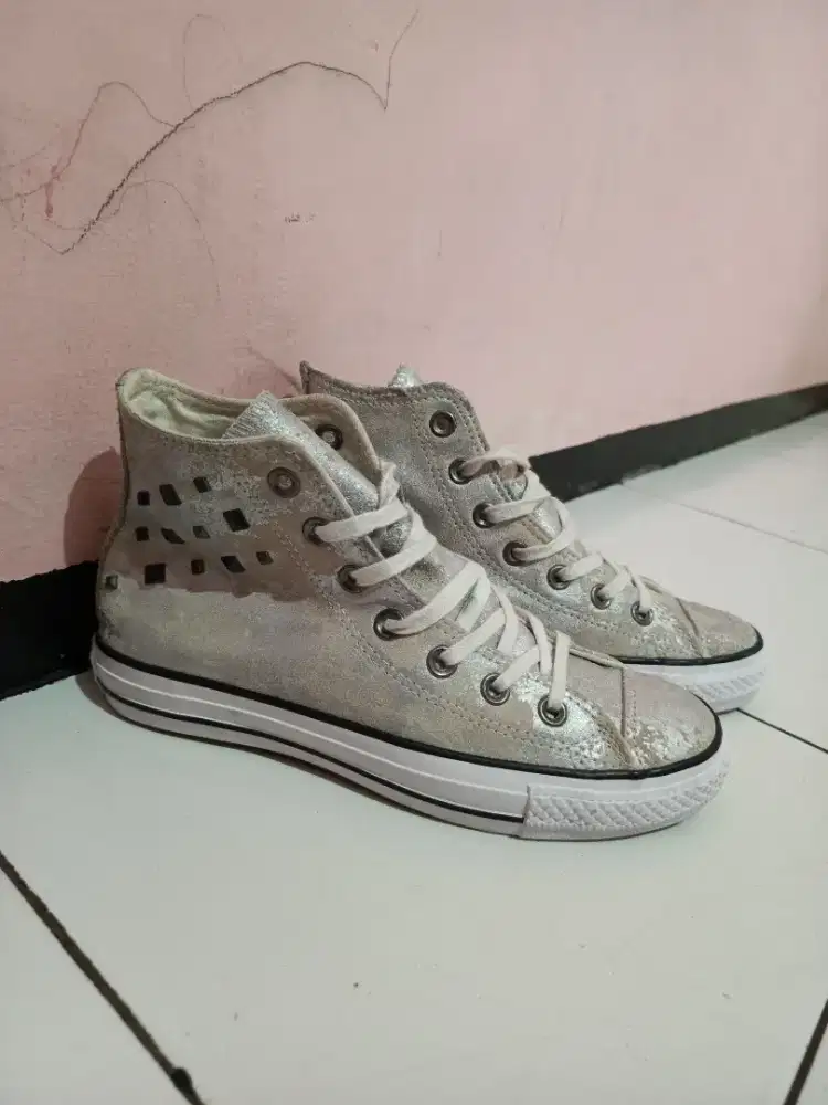 Converse CTAS hi hardware silver leather