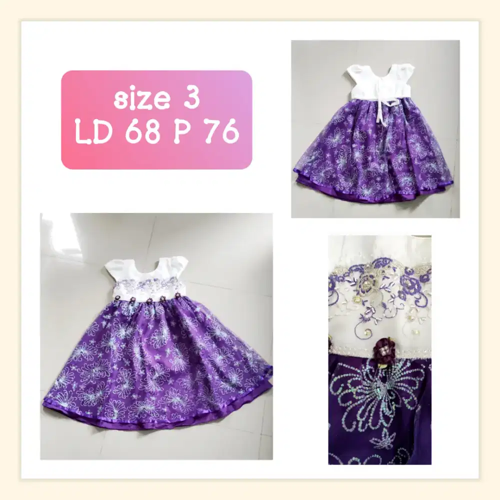 Gaun pesta anak size 3, preloved