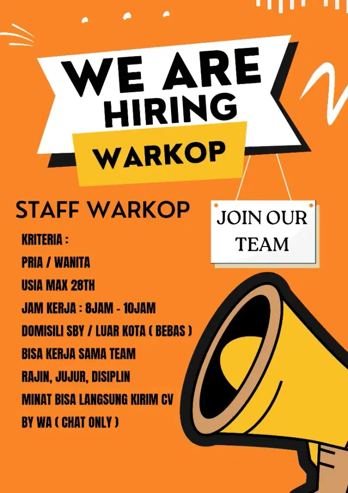 Di Butuhkan Staf Jaga Warkop