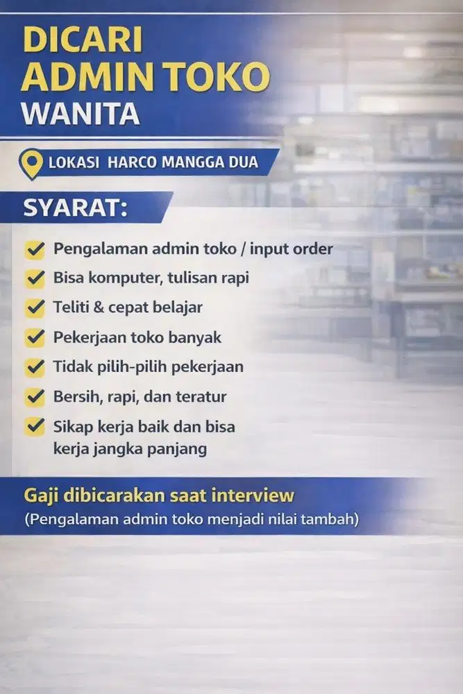 Admin Toko / Staff Input Order (Wanita)