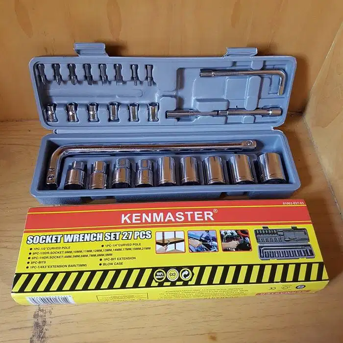 Kenmaster Socket Wrench Set 27pcs Kunci Sok 27 Sockets Ken Master Leng
