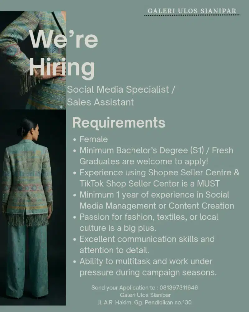 Lowongan Kerja- Galeri Ulos Sianipar