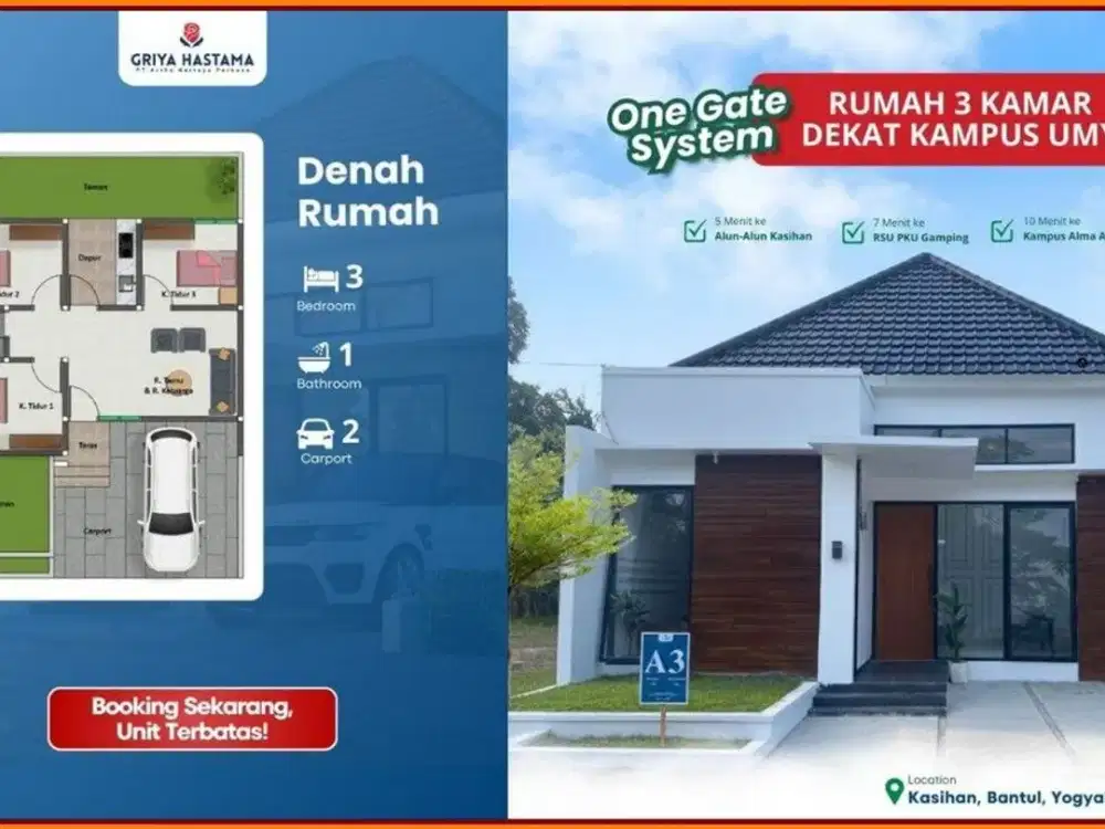 RUMAH MURAH DEKAT UMY FASILITAS KEAMANAN LENGKAP