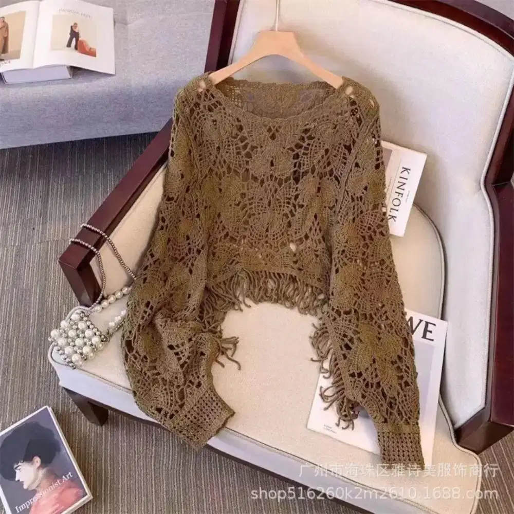 Butterfly Crochet Outer Wanita | Rajut Crop Kekinian Elegan & Stylish