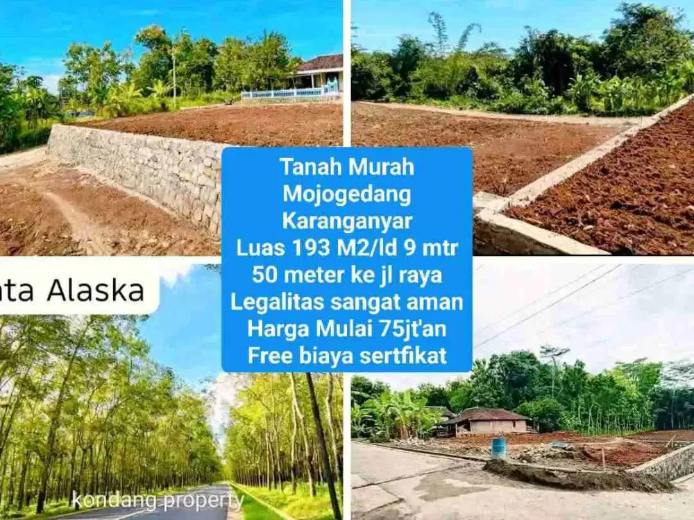 tanah Murah mojogedang 50 meter ke jl raya