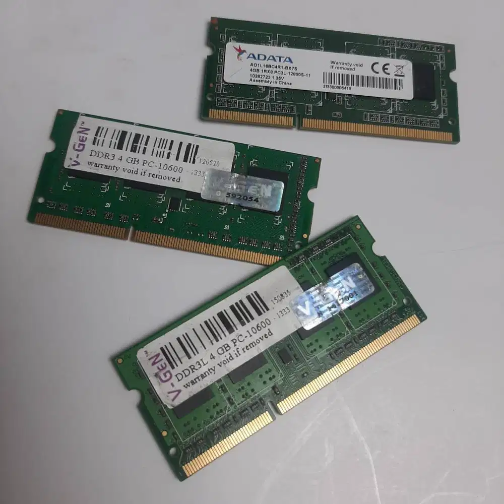 RAM Laptop Notebook DDR3 4GB Sodimm V-Gen Adata  PC3L DDR3 Bekas