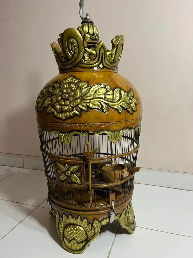 Kandang burung ukir kayu jati