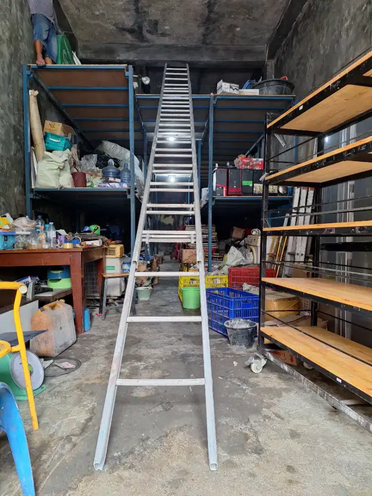 Tangga aluminium sliding/sorong/geser 5 m + 5 m = 10 m