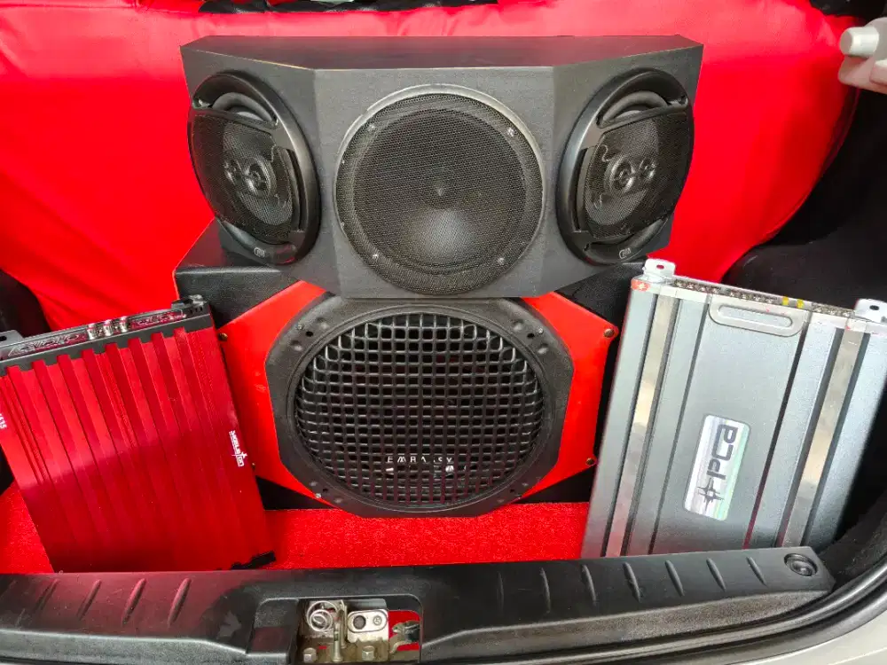 Jual Sound Mobil Paket Komplit 2 power 1 subwoofer 3 speaker