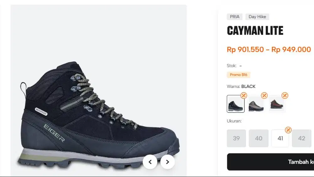Jual Sepatu Eiger Cayman Lite Black ORIGINAL BARU (bukan bekas) No.40