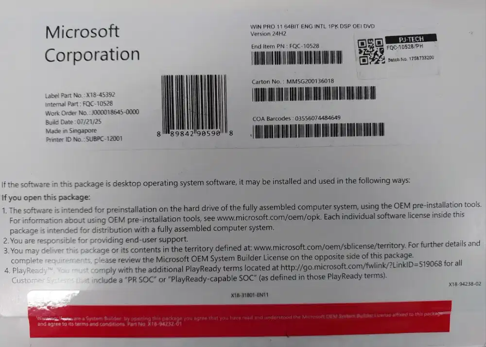 Windows 11 Professional 64Bit Version 24H2(Original)