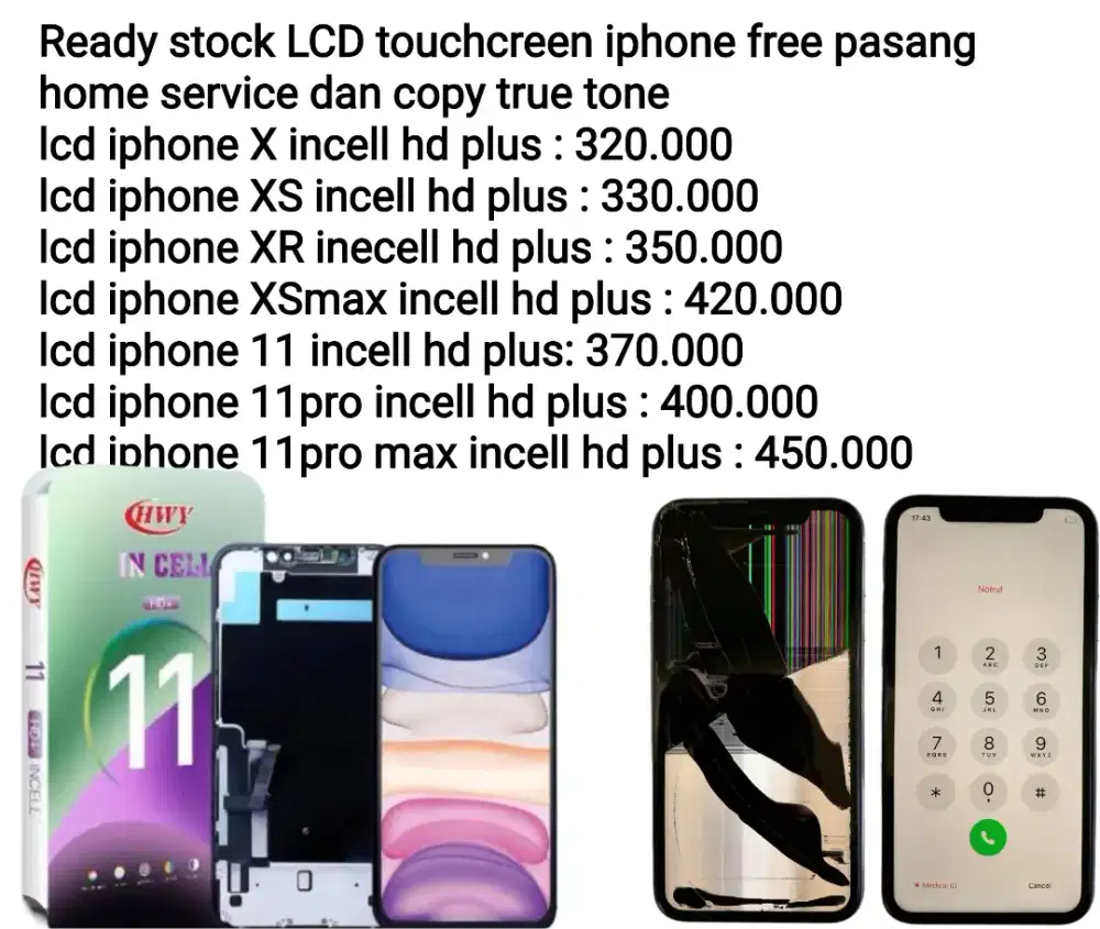 lcd iphone new free pasang dan home service