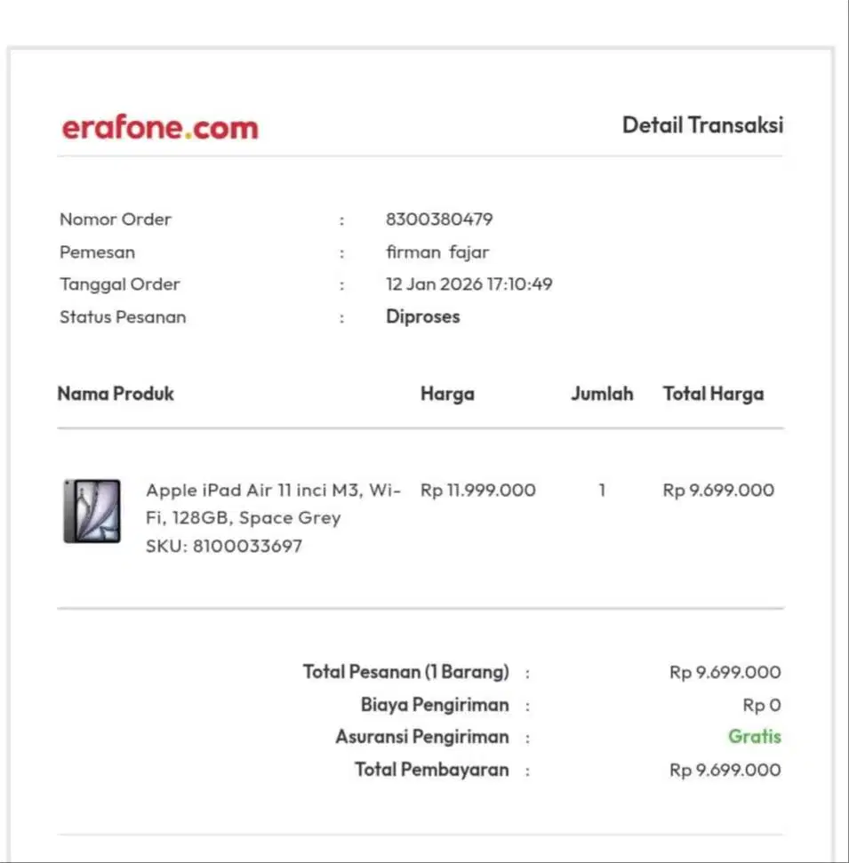 SECOND RASA BARU.. GRESSS  IPAD AIR M3 11