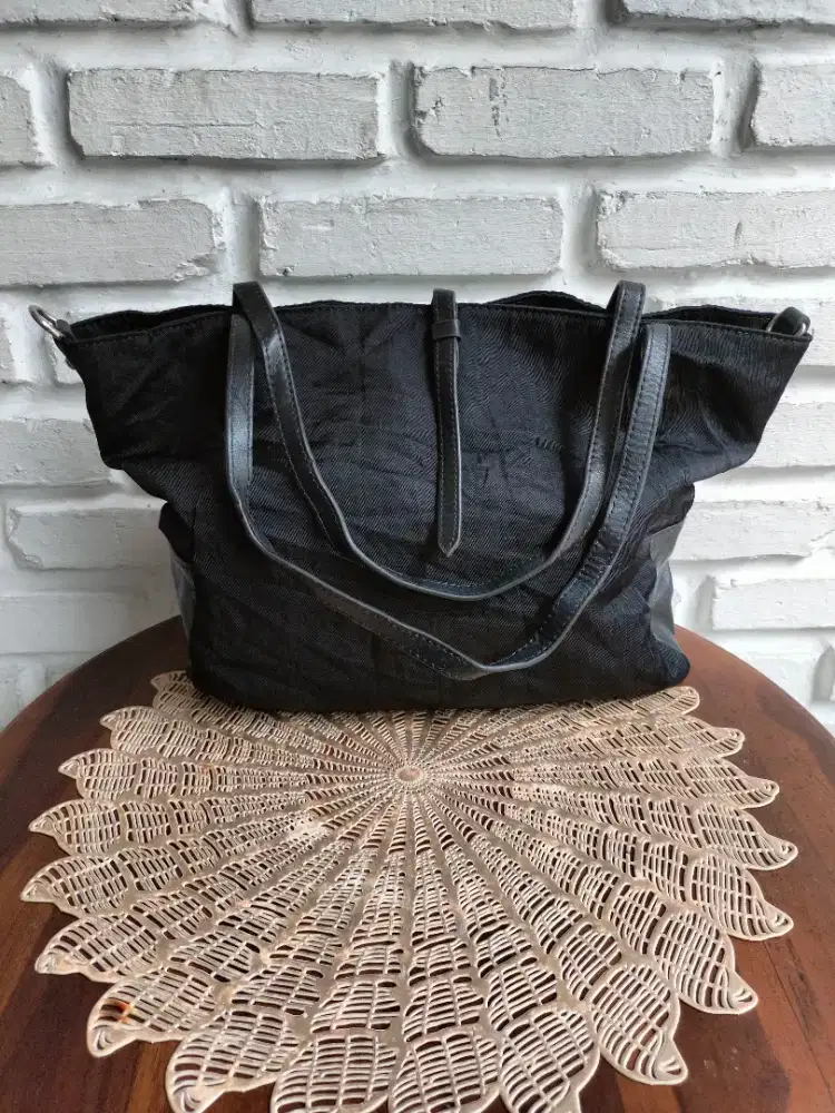 Tote Kanvas mix kulit asli