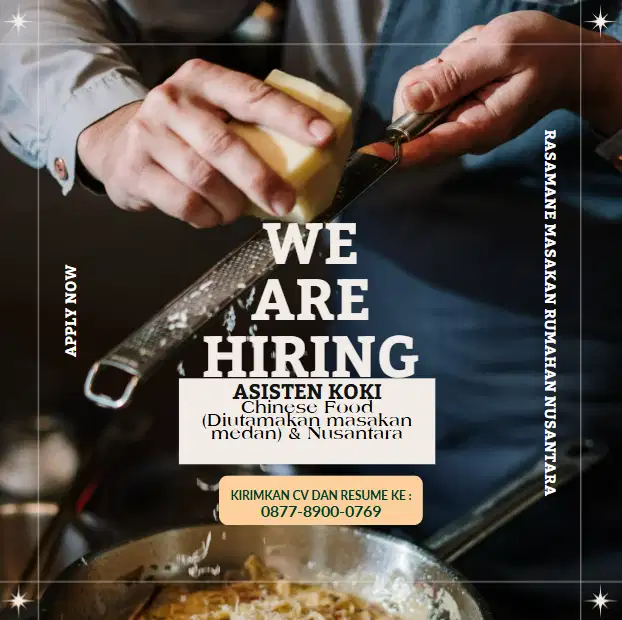 Lowongan Kerja Asisten Koki Chinese Food (Diutamakan Makanan Medan)
