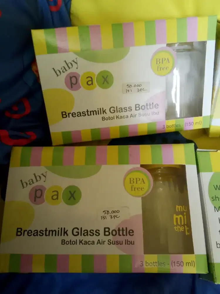 New botol asi kaca baby pax ,1 pak isi 3 pc@150ml harga per kotak
