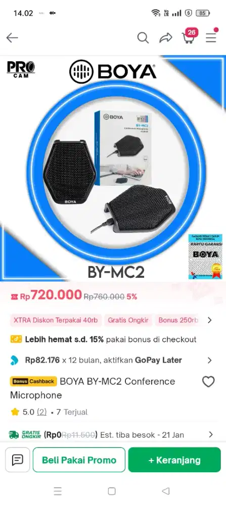 Conference Microphone Boya BY MC2 Kondisi Baru