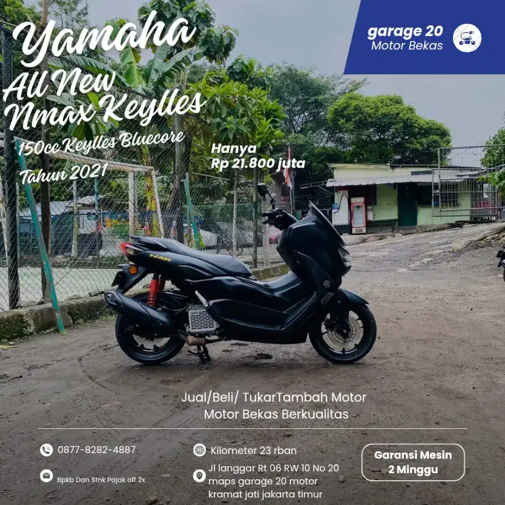 Yamaha Nmax 155cc Keylles Non Abs Bluecore  Tahun 2021