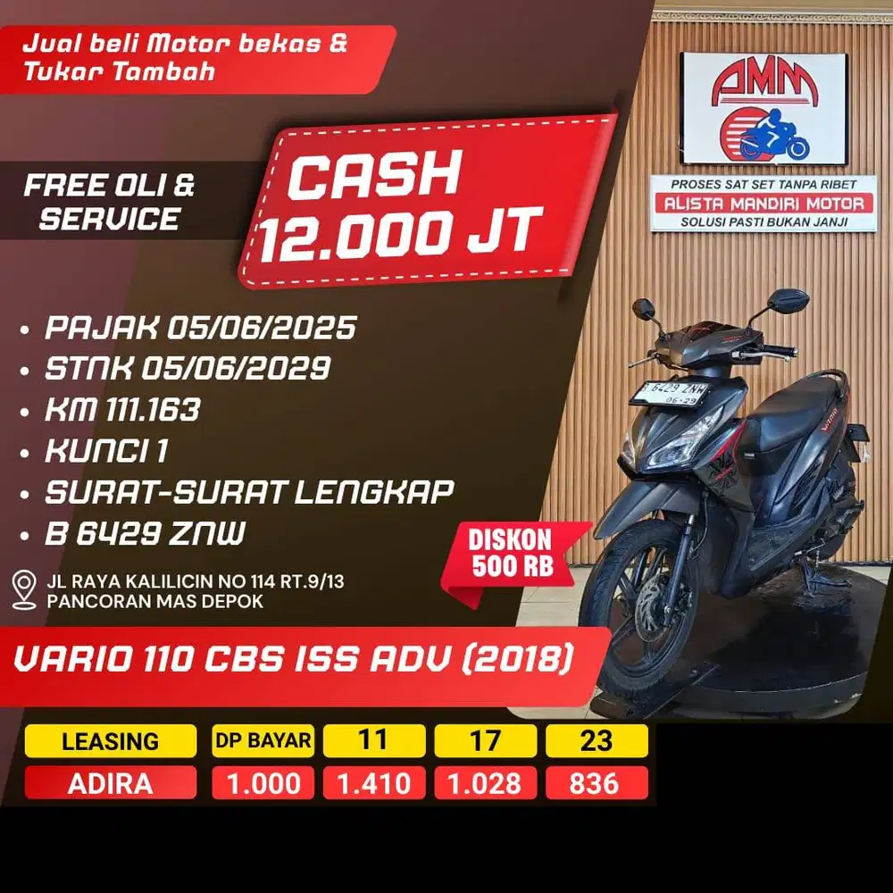 VARIO 110 CBS ISS ADV 2018 DP 1 JUTA CC 0% KREDIVO TOKPEDIA SPAYLATER