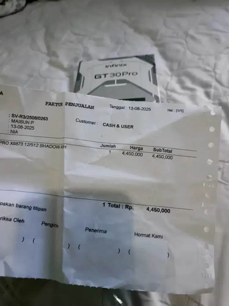 Infinix GT 30 Pro 12/512 ( 4 Bulan pakai