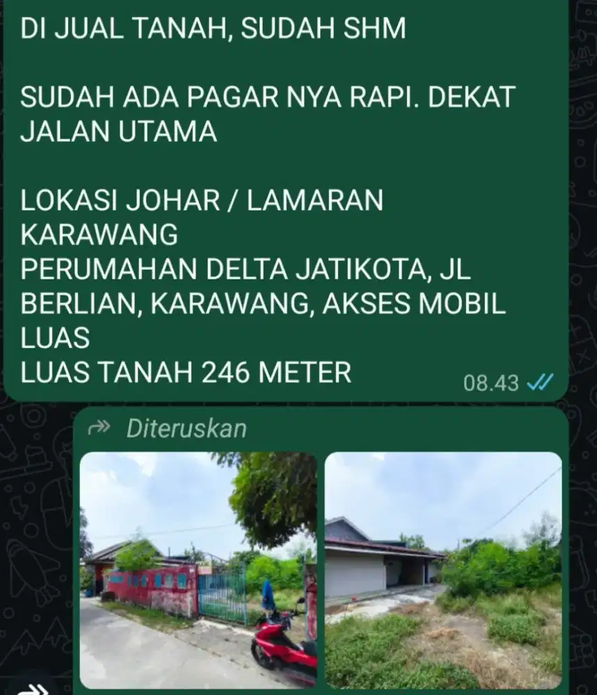 Di jual tanah sudah shm