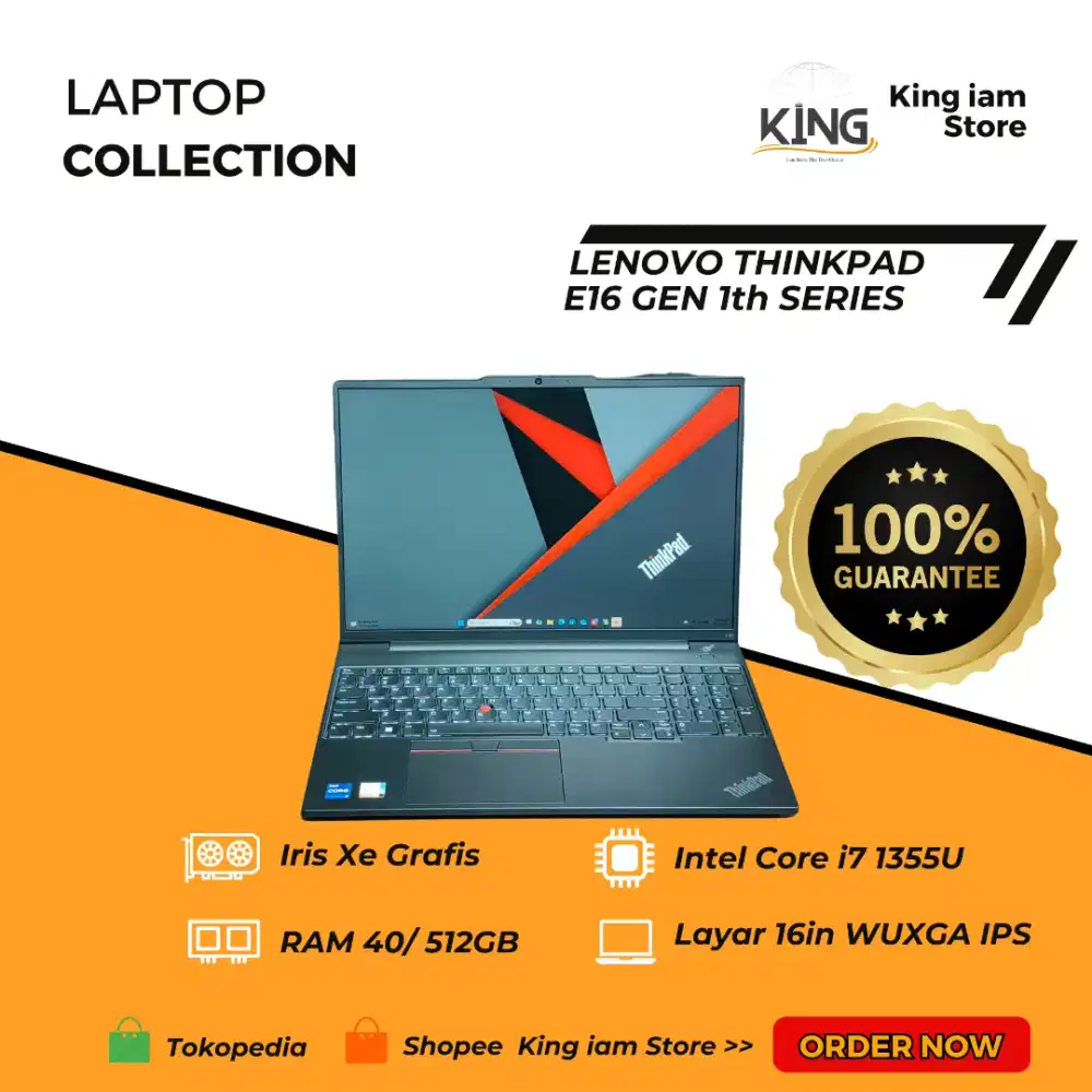 Laptop Lenovo ThinkPad E16 Gen 1 i7 1355U RAM 40GB SSD 512GB 16 WUXGA