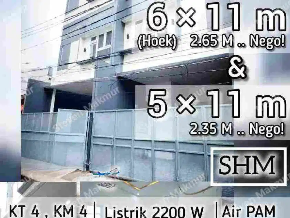 RUMAH BARU 5x11 TANJUNG DUREN, Jakarta Barat. Bebas Banjir