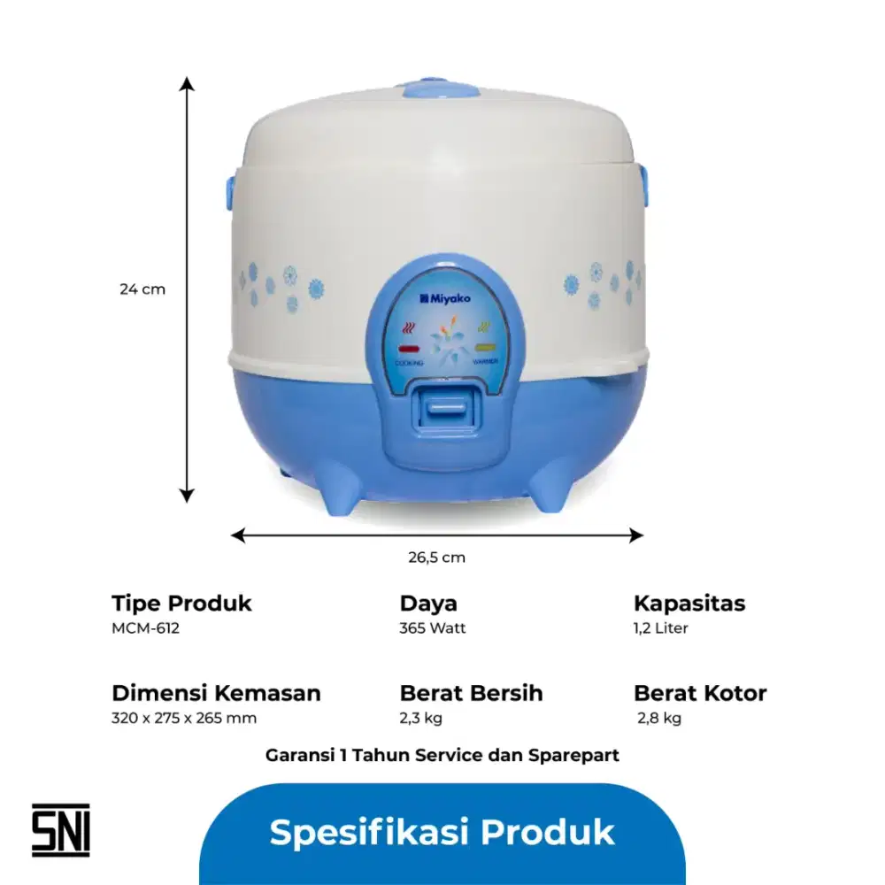 Miyako Rice Cooker MCM-612 365W 1,2L