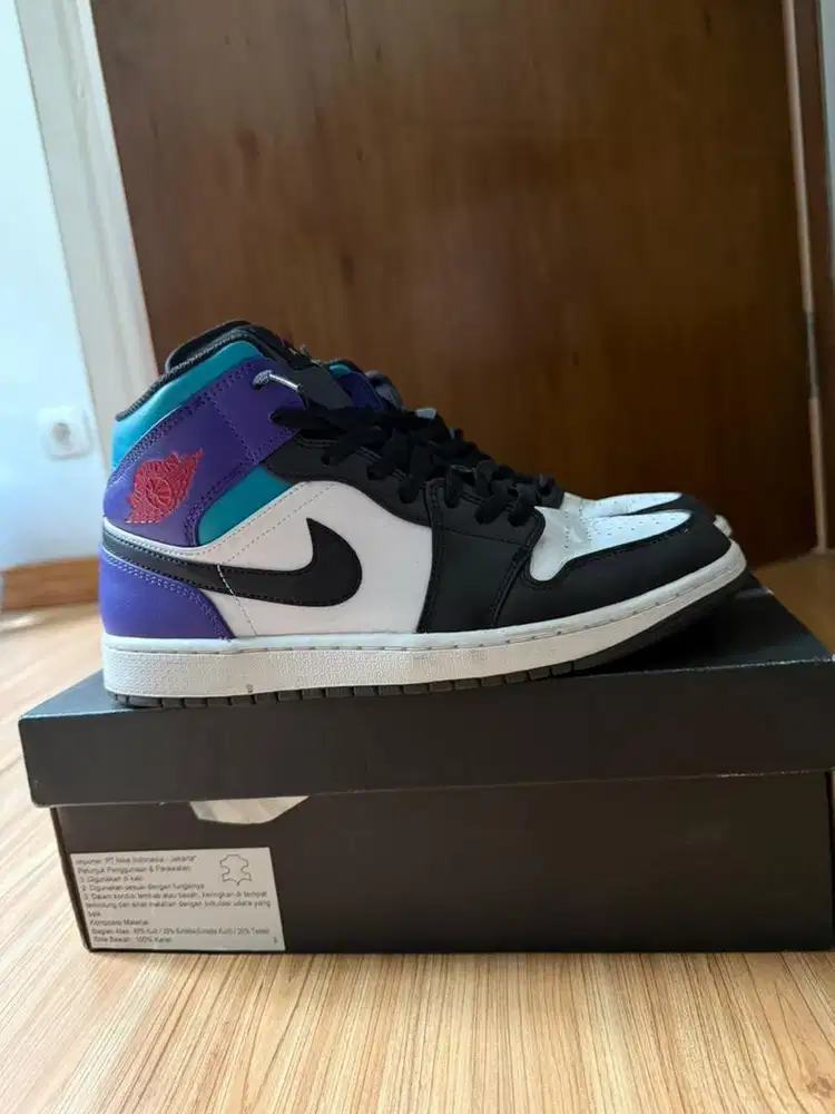 FS AJ 1 Mid White/Black-Bright Concord Blanc sz 43