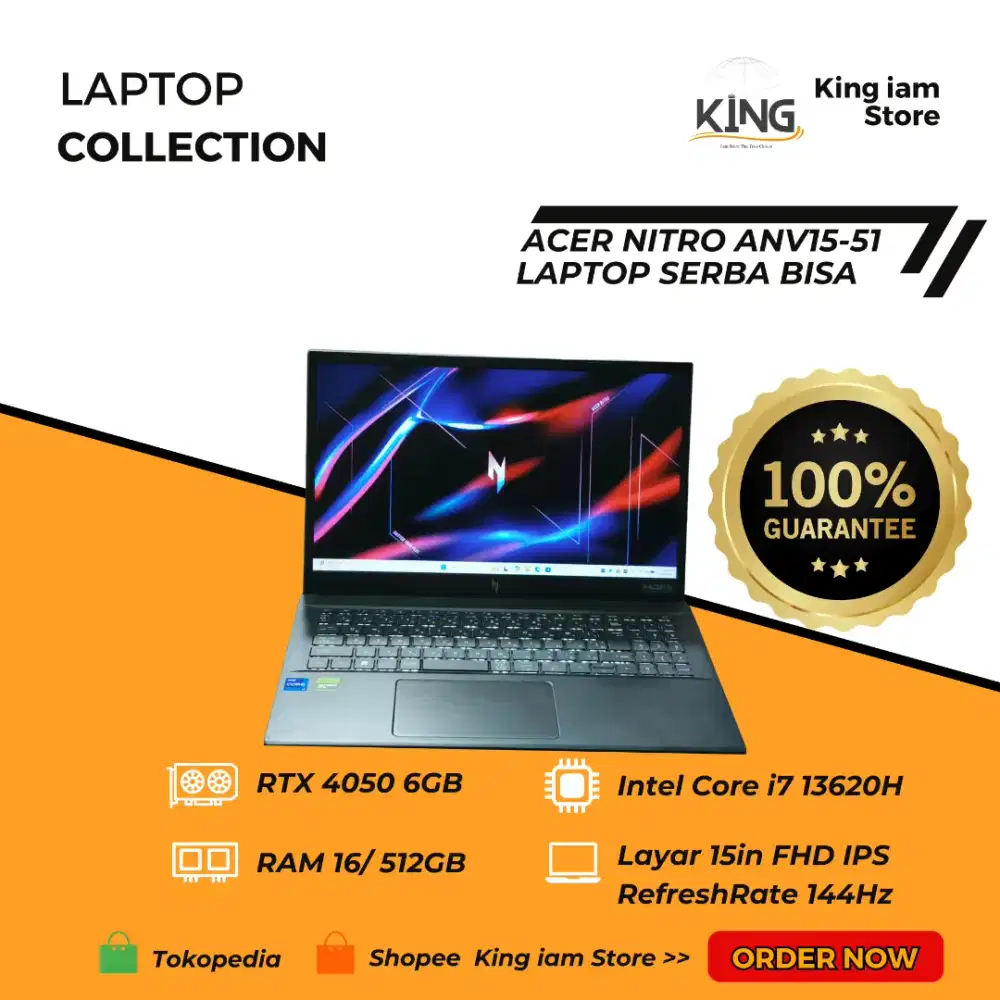 Acer Nitro V15 Intel i7 13620H | RTX 4050 | RAM 16GB | SSD 512GB