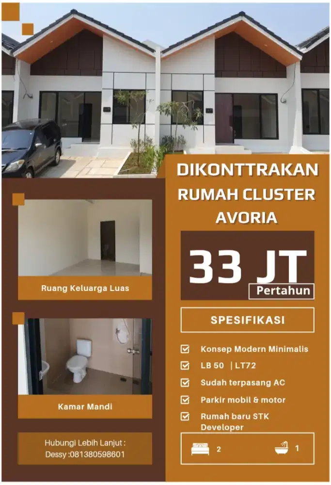 DIKONTRAKAN RUMAH CLUSTER AVORIA
