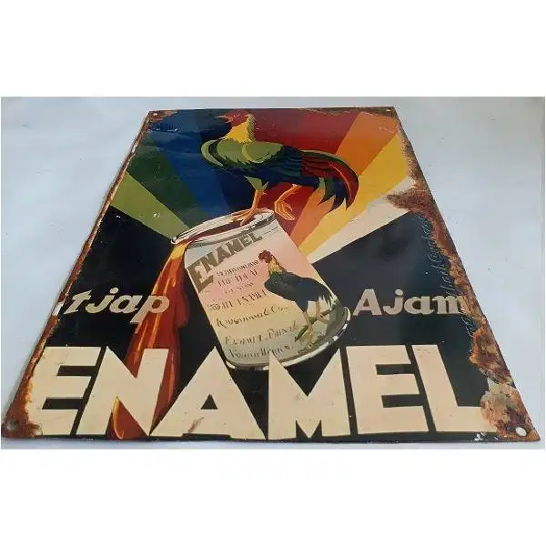 Vintage old iklan enamel repro tebal SOUP TJAP AJAM Era kolonial style