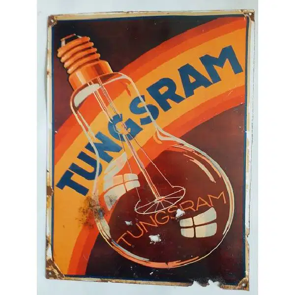 Iklan enamel repro lama tebal reclame Lampu TUNGSRAM