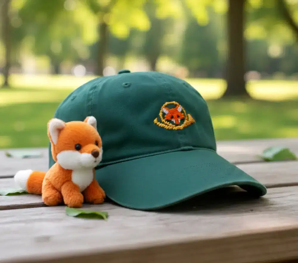 Topi Vintage Logo Rubah Lucu Original Second Warna Hijau Botol