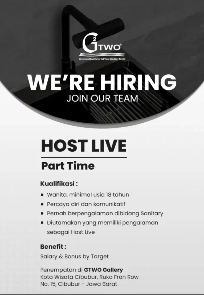 Lowongan kerja host live dan seles