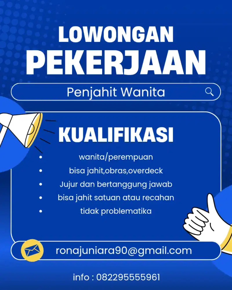 lowongan kerja jahit