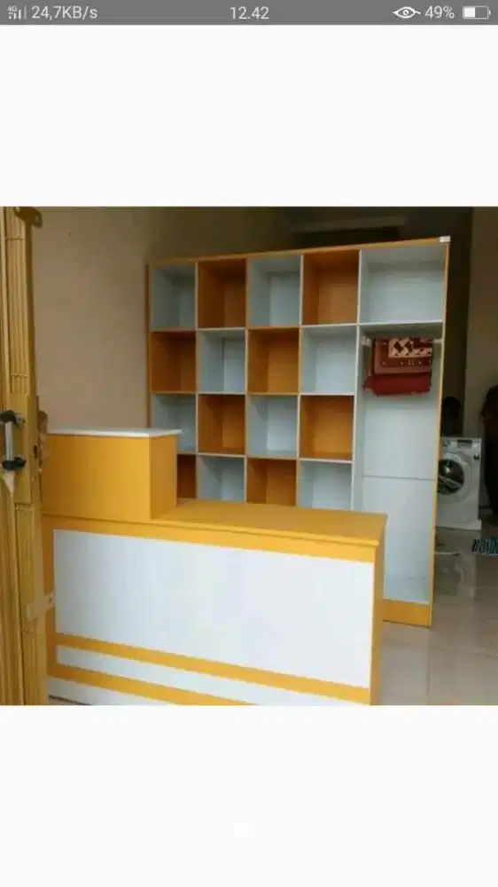 Jual 1Set rak dan meja kasir modern minimalis