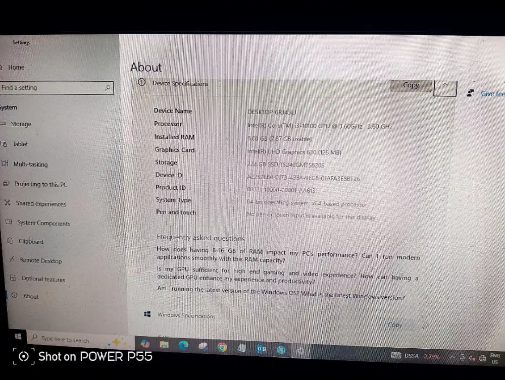 Komputer Intel Core i3-10100 (Gen 10) JUAL BU