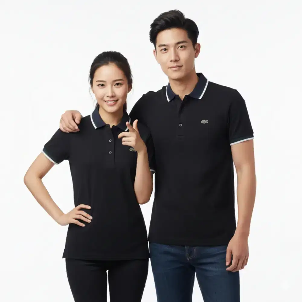 Kaos polo shirt LACOSTE black colour Twin Tipped Size No.2