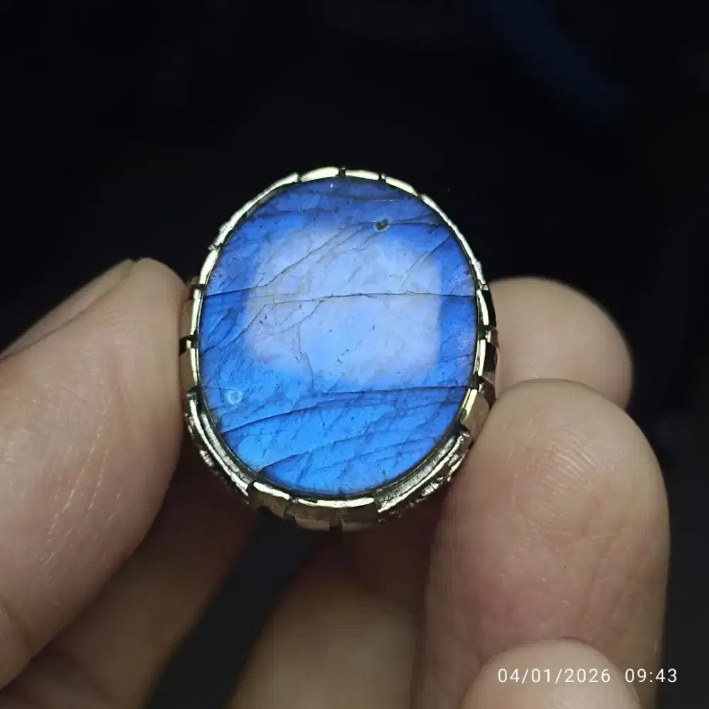 Cincin labradorite klep full biru