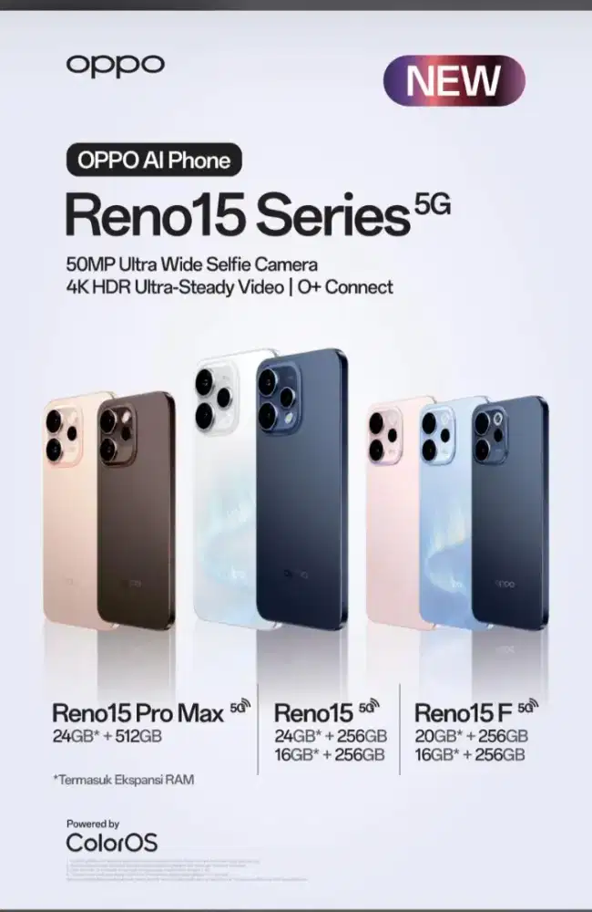 OPPO Pre-order Reno15 Series 5G Dp.200rb