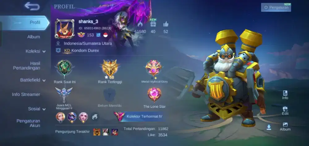 Jual akun mobile legend