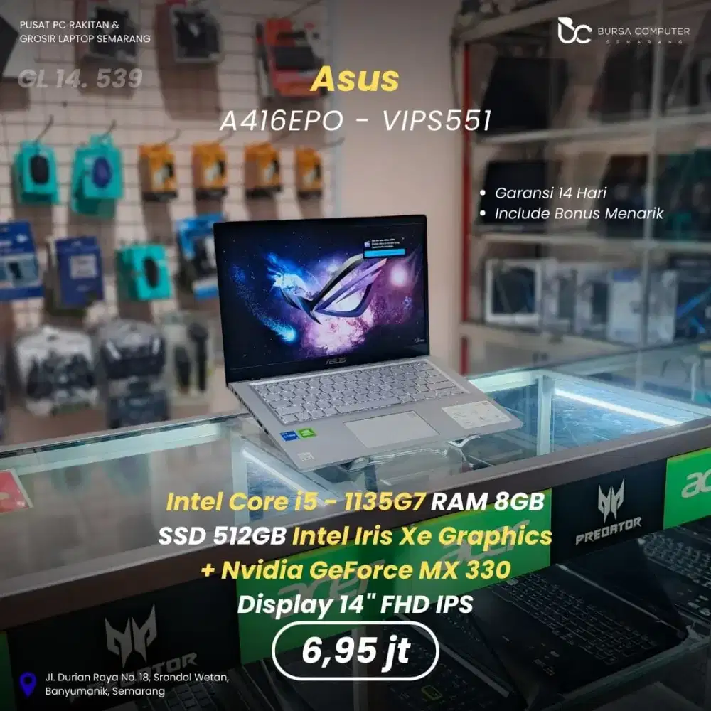 ASUS A416EPO-VIPS551 | Core i5 1135G7 8GB 512GB MX330