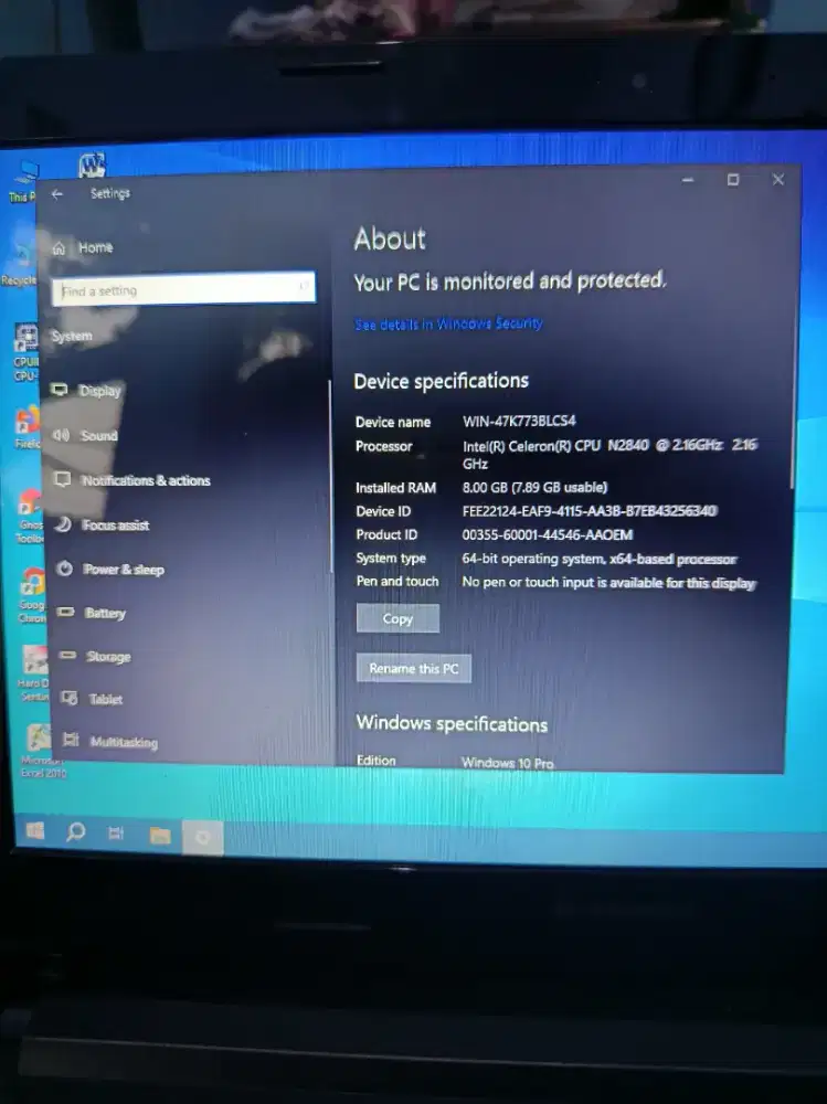 Laptop lenovo ram 8GB