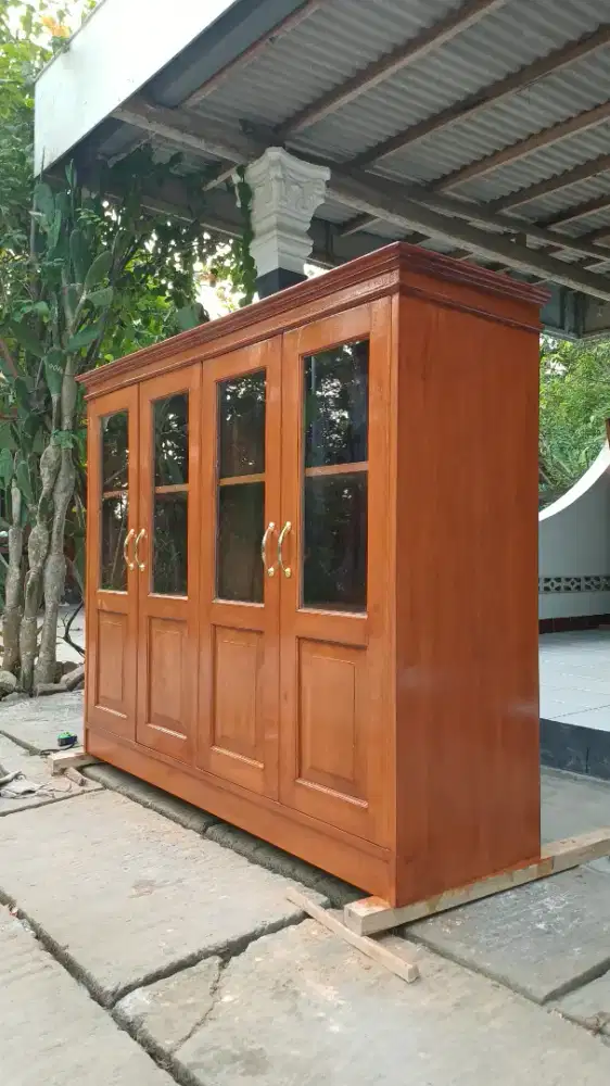 ALMARI 4 PINTU KAYU JATI ASLI FREE FINISHING