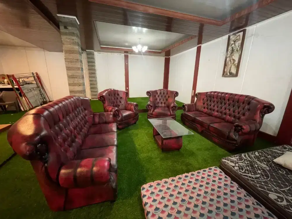 Sofa Klasik Chesterfield Set Lengkap | Busa Tebal & Mulus