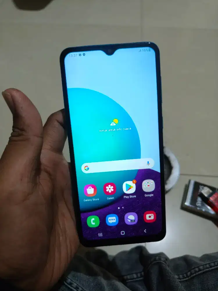 Samsung a02 32gb blue hape casan
